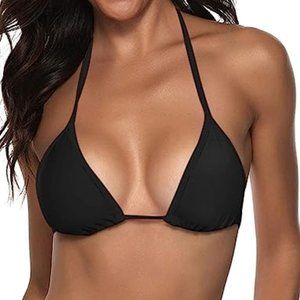Women's Triangle Bikini Top Push up Padded Halter String Bathing Suits Top